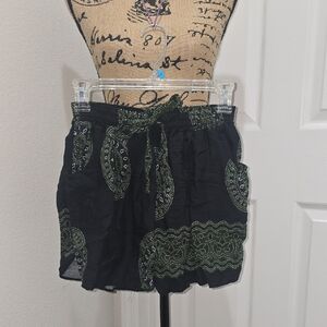 Black and Green Women's Shorts